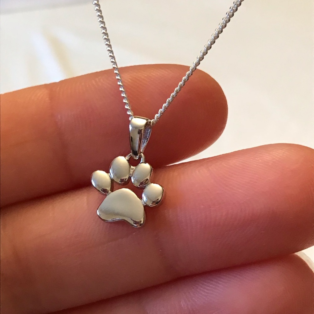 Sterling Silver Paw Print Necklace